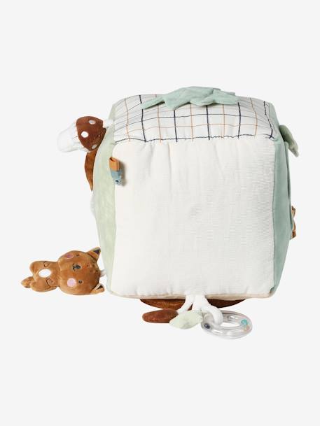 Large Activity Cube in Fabric, Green Forest brown 