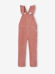 -Corduroy Dungarees with Ruffles on Straps for Girls