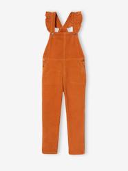 Corduroy Dungarees with Ruffles on Straps for Girls