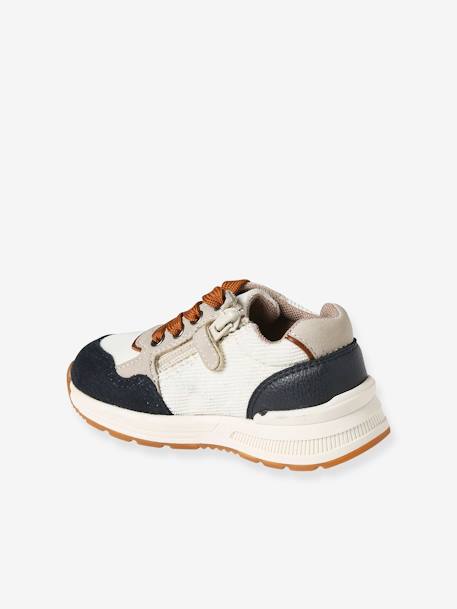 Trainers with Laces & Zip, for Babies denim blue+ecru 