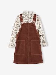 -Top + Corduroy Dungaree Dress Outfit for Girls