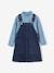 Top + Corduroy Dungaree Dress Outfit for Girls chocolate+night blue 