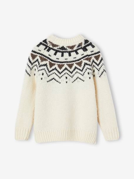 Jacquard Knit Jumper, Round Neckline, for Boys beige 