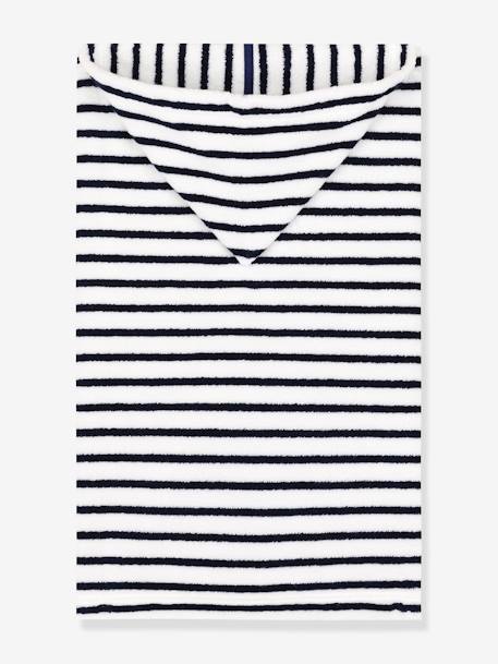 Striped Bath Cape in Towelling, PETIT BATEAU printed white 