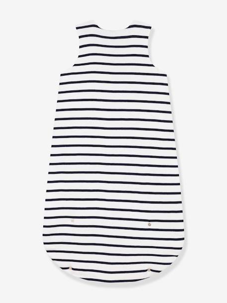 Striped Baby Sleeping Bag in Cotton, PETIT BATEAU printed white 