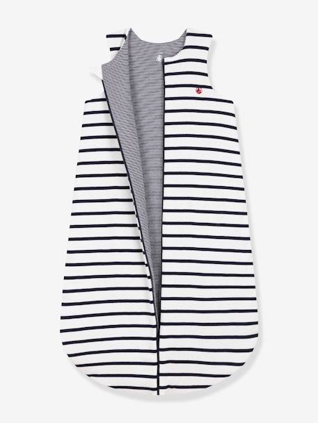 Striped Baby Sleeping Bag in Cotton, PETIT BATEAU printed white 