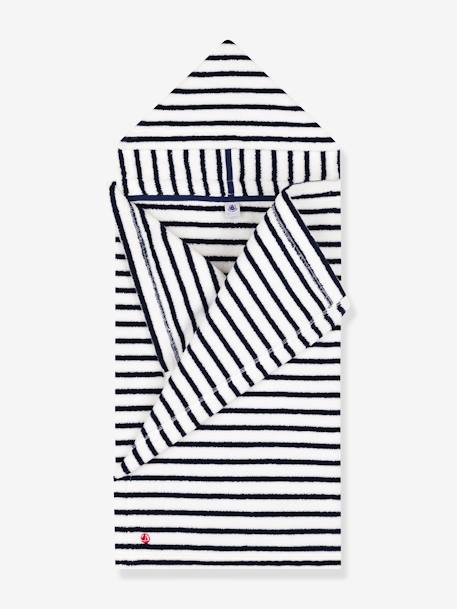 Striped Bath Cape in Towelling, PETIT BATEAU printed white 