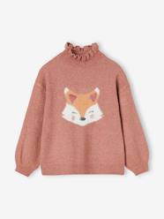 Girls-Cardigans, Jumpers & Sweatshirts-Jumpers-Glittery Animal Jacquard Knit Jumper for Girls