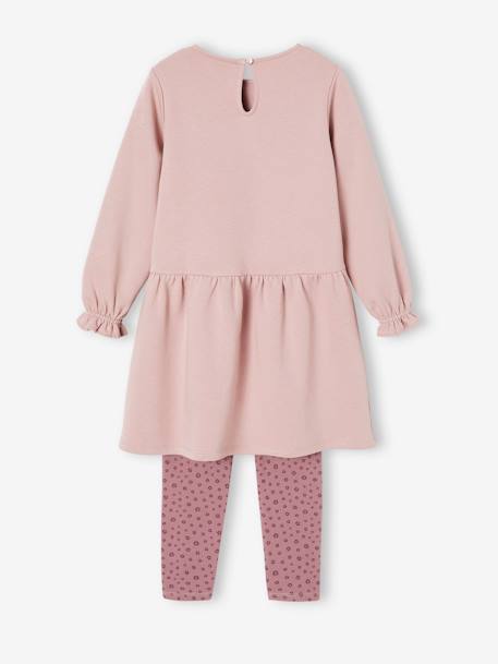 Fleece Dress & Leggings Combo, for Girls dusky pink 