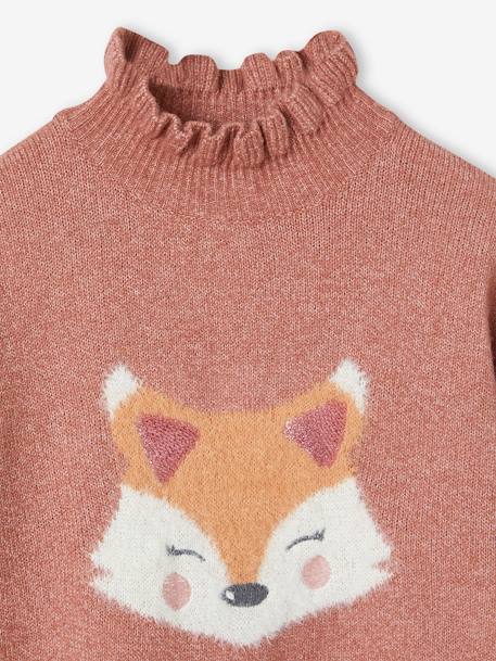 Glittery Animal Jacquard Knit Jumper for Girls dusky pink+marl beige 