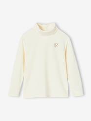 Girls-Polo Neck Top in Fancy Knit for Girls