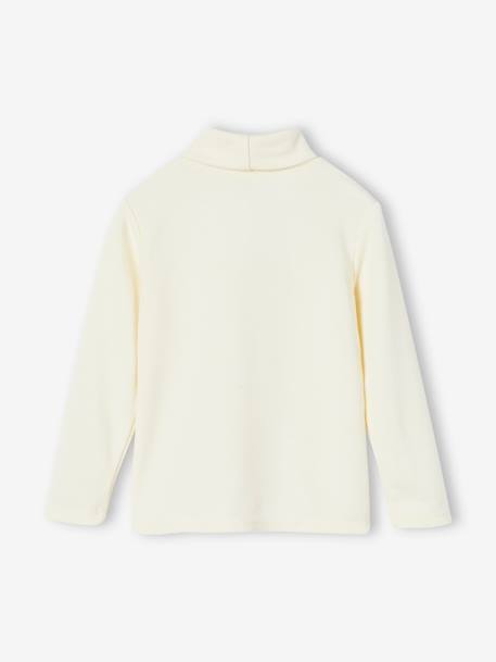 Polo Neck Top in Fancy Knit for Girls ecru 