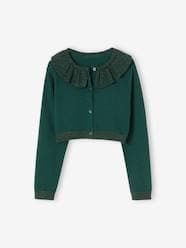 Girls-Iridescent-Effect Bolero Cardigan with Ruffled Collar, for Girls