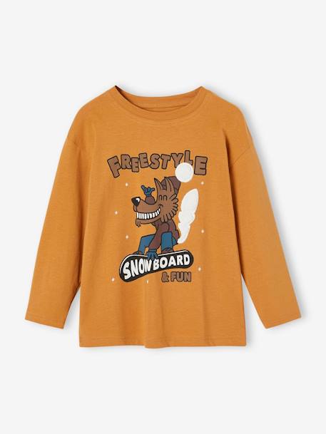 Top with Fancy Animation in Recycled Cotton for Boys anthracite+pecan nut 