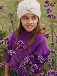 Girls-Accessories-Winter Hats, Scarves, Gloves & Mittens-Rib Knit Beanie with Fancy Bow, for Girls