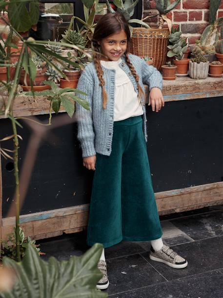 Loose-Fitting Soft Knit Cardigan for Girls ecru+marl grey+petrol blue+red+sweet pink 