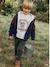Zipped Jacket with Hood, Sherpa Lining, For Boys marl grey+navy blue 