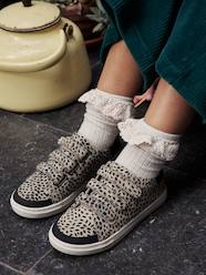 Shoes-Girls Footwear-Trainers-Hook-and-Loop Trainers in Fancy Leather for Girls