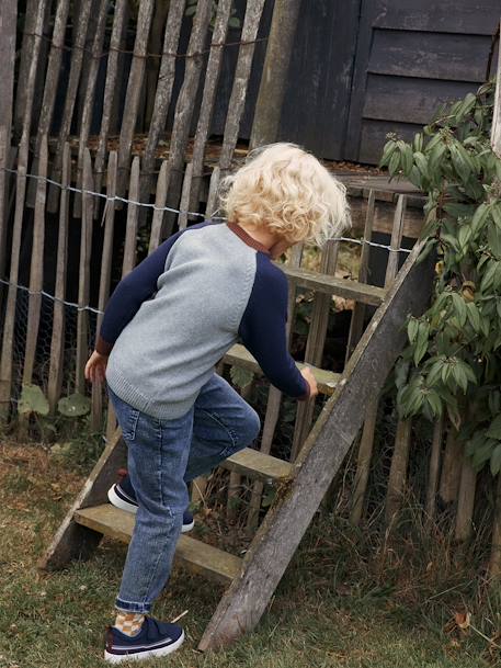 Jacquard Bear Jumper with Raglan Sleeves for Boys marl grey 