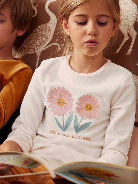 Pack of 2 Daisy Pyjamas in Velour for Girls ochre 