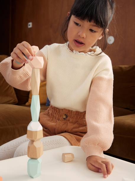 Loose-Fitting Jumper with Fancy Collar for Girls rose beige+sweet pink 