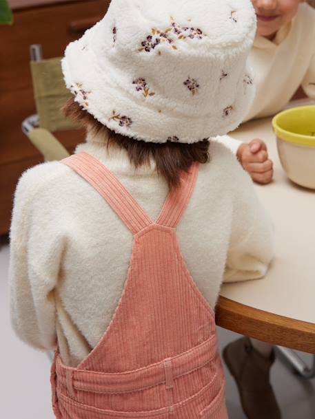 Corduroy Dungarees for Girls chocolate+peach 