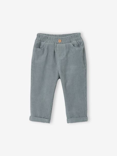 Corduroy Trousers for Babies grey blue+lichen 