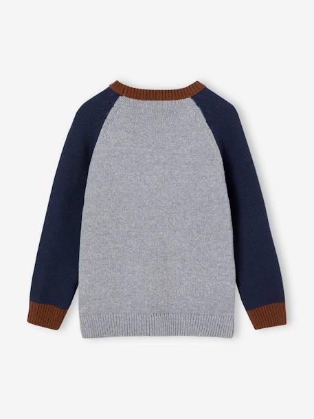 Jacquard Bear Jumper with Raglan Sleeves for Boys marl grey 