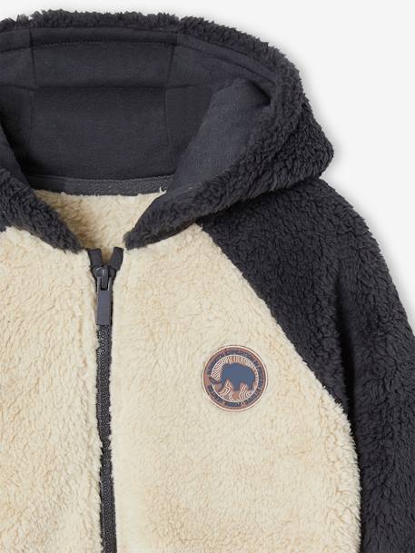 Sherpa Jacket with Zip & Hood for Boys beige 