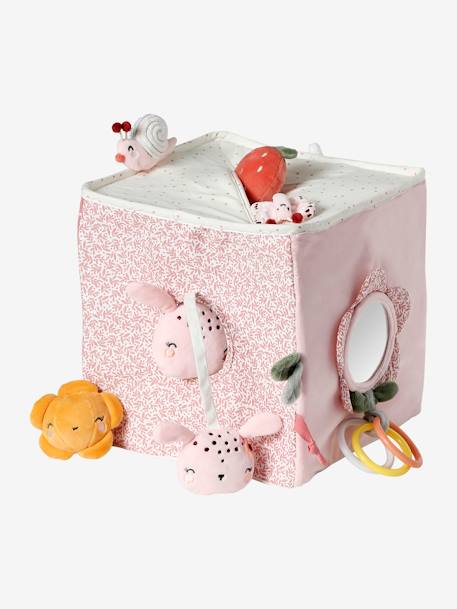 Large Activity Cube in Fabric, Pink World rose 