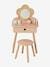 Straw Dressing Table + Accessories, in Certified Wood rose+white 