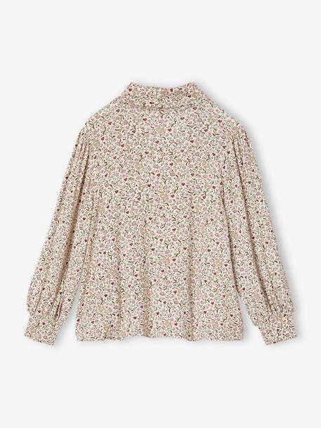 Printed Undershirt for Girls chocolate+rose beige 