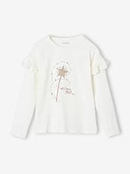 Girls-Tops-T-Shirts-Frilly Top  with Glittery Magic Wand for Girls