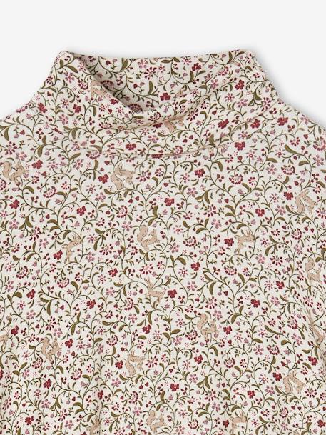 Printed Undershirt for Girls chocolate+rose beige 