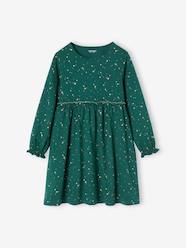 Long Smocked Dress for Girls - green medium checks