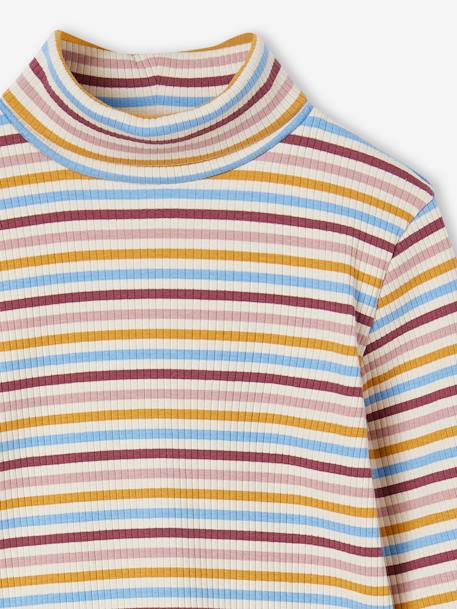 Polo Neck Top in Rib Knit for Girls multicoloured 