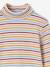 Polo Neck Top in Rib Knit for Girls multicoloured+striped blue 