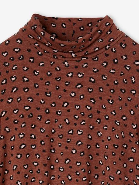 Printed Undershirt for Girls chocolate+rose beige 