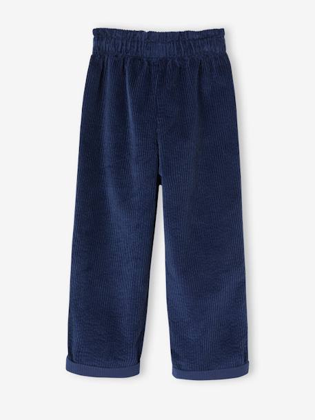 Corduroy Paperbag Trousers for Girls dusky pink+mustard+night blue 