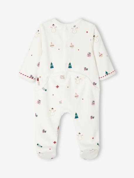 Christmas Special Gift Set: Velour Sleepsuit + Bib for Babies ecru 