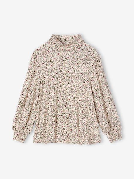 Printed Undershirt for Girls chocolate+rose beige 