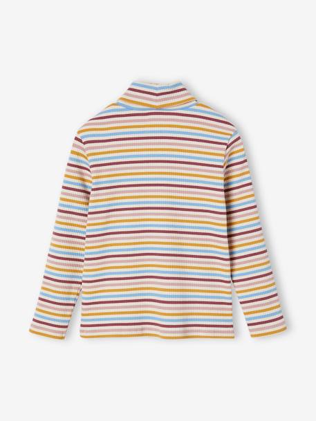 Polo Neck Top in Rib Knit for Girls multicoloured 