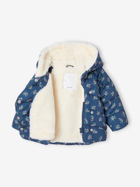 Asymmetric Jacket, Lined, for Babies Light Pink/Print+slate blue 