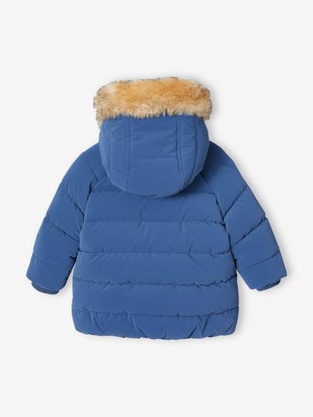 Lined Padded Jacket with Hood for Babies indigo+turmeric 