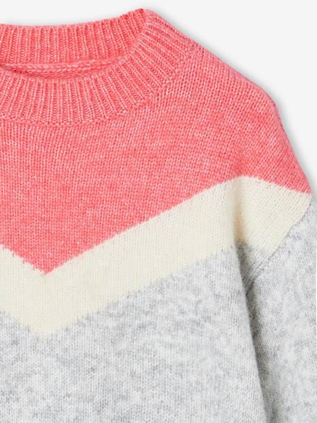 Colourblock-Effect Jumper for Girls marl grey 