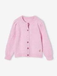 Girls-Cardigans, Jumpers & Sweatshirts-Cardigans-Soft Knit Cardigan with Gigot Sleeves for Girls