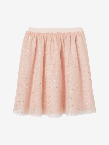 Occasion-Wear Skirt in Iridescent Tulle for Girls pale pink 