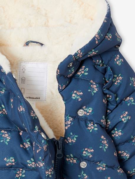 Asymmetric Jacket, Lined, for Babies Light Pink/Print+slate blue 