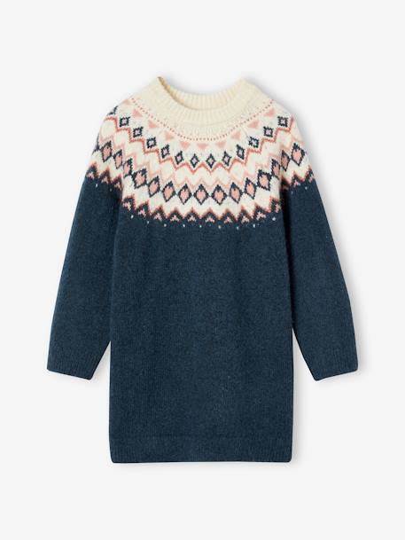 Jacquard Knit Dress for Girls night blue 