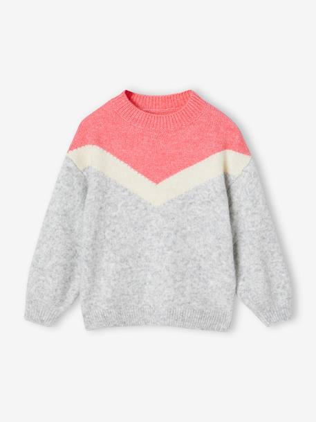 Colourblock-Effect Jumper for Girls marl grey 